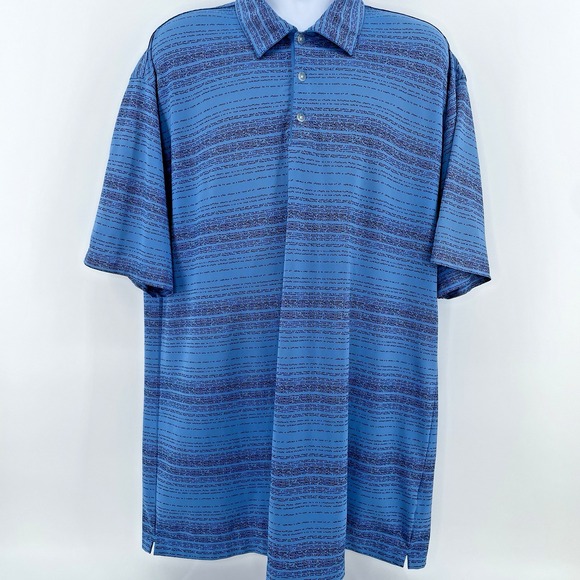 Vintage Nike Golf Men's XL Blue Polo Shirt FIT DRY Micro Print Made in Taiwan - Picture 2 of 11